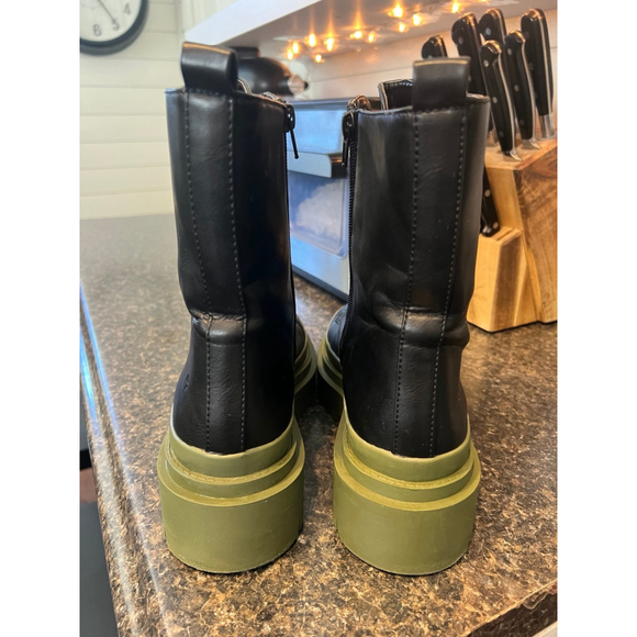 Cool Planet by Steve Madden Black w/ Green Sole Combat Boots - Picture 4 of 12